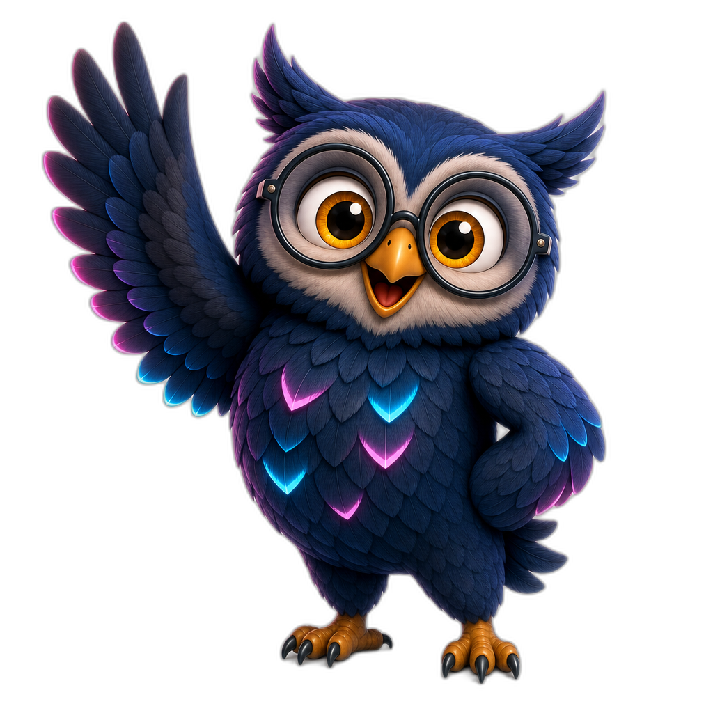 Scout the owl welcoming you to ScopeIdeas